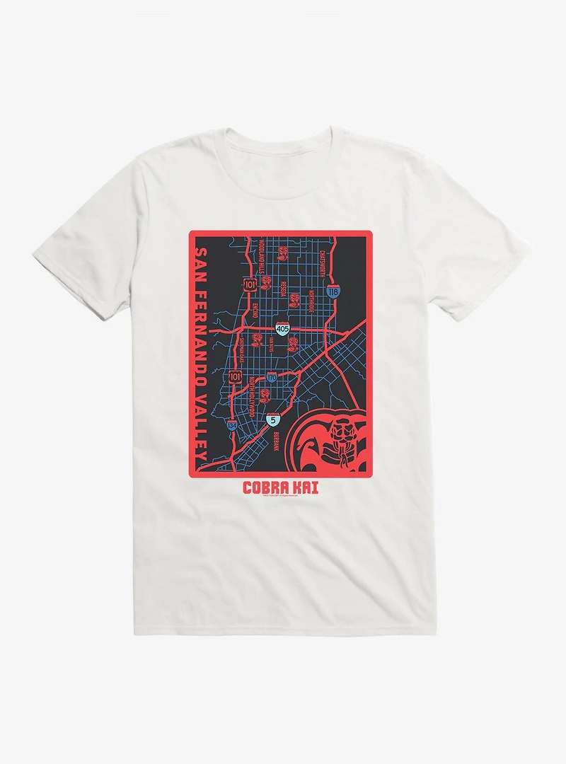 Cobra Kai San Fernando Valley Map T-Shirt