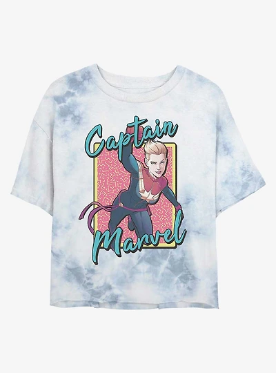 Marvel Captain 90's Tie-Dye Girls Crop T-Shirt