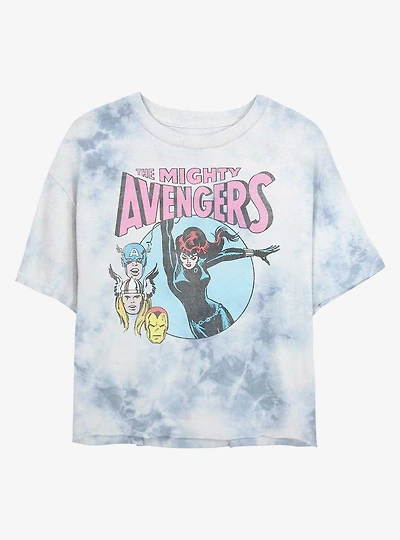 Marvel Avengers Mighty Heroes Tie-Dye Girls Crop T-Shirt