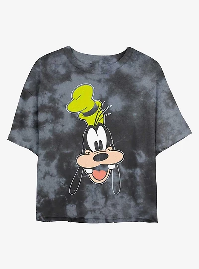 Disney Goofy Goofy Big Face Tie-Dye Girls Crop T-Shirt