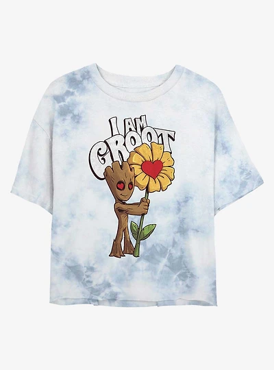 Marvel Guardians of the Galaxy Mine Groot Tie-Dye Girls Crop T-Shirt