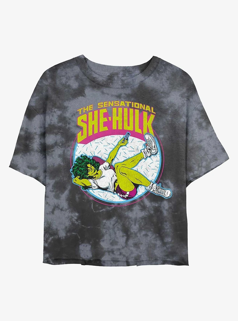 Marvel Hulk Sensational She-Hulk Tie-Dye Girls Crop T-Shirt