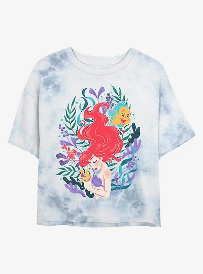 Disney The Little Mermaid Coral Reef Ariel Tie-Dye Girls Crop T-Shirt