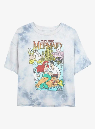Disney The Little Mermaid Movie Cover Tie-Dye Girls Crop T-Shirt