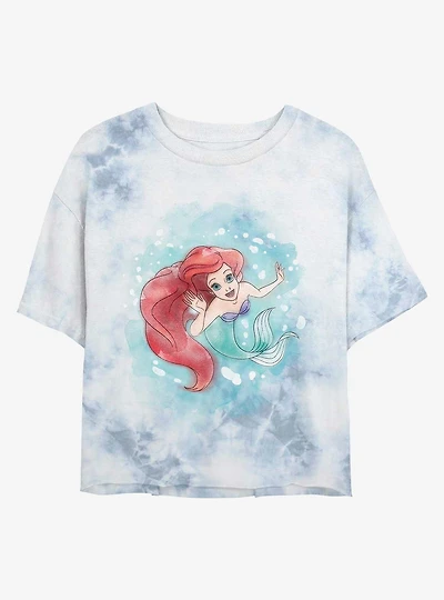 Disney The Little Mermaid Sea Bubbles Tie-Dye Girls Crop T-Shirt