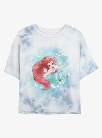 Disney The Little Mermaid Sea Bubbles Tie-Dye Girls Crop T-Shirt