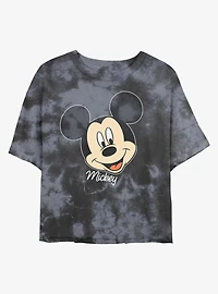 Disney Mickey Mouse Big Face Tie-Dye Girls Crop T-Shirt