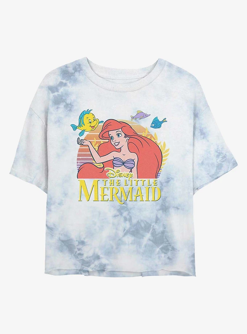 Disney The Little Mermaid Sunset Friends Tie-Dye Girls Crop T-Shirt