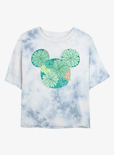 Disney Mickey Mouse Succulents Tie-Dye Girls Crop T-Shirt