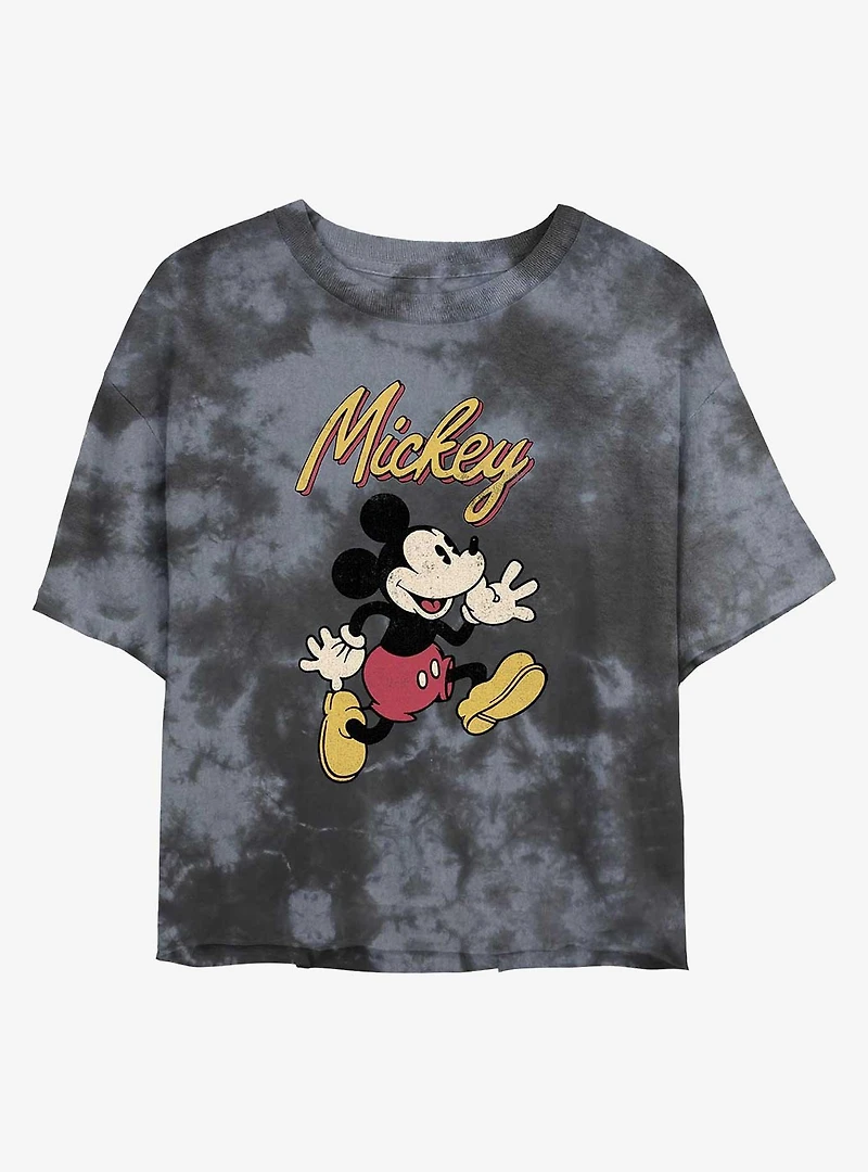 Disney Mickey Mouse Vintage Tie-Dye Girls Crop T-Shirt