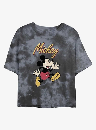 Disney Mickey Mouse Vintage Tie-Dye Girls Crop T-Shirt
