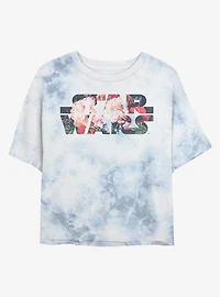 Star Wars Floral Logo Tie-Dye Girls Crop T-Shirt