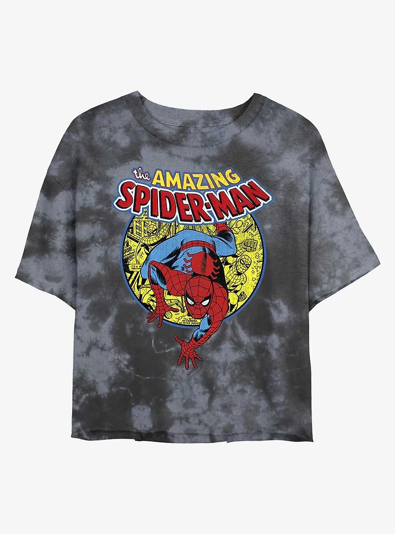 Marvel Spider-Man Urban Hero Tie-Dye Girls Crop T-Shirt