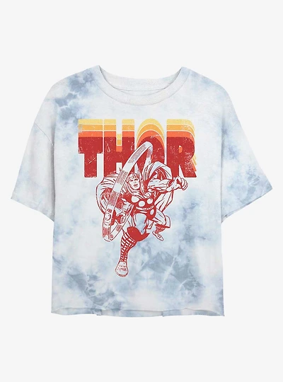 Marvel Thor Retro Tie-Dye Girls Crop T-Shirt