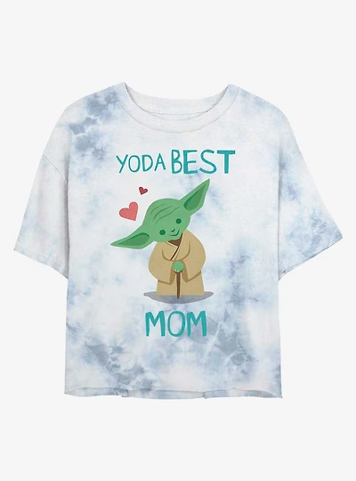 Star Wars Yoda Best Mom Tie-Dye Girls Crop T-Shirt