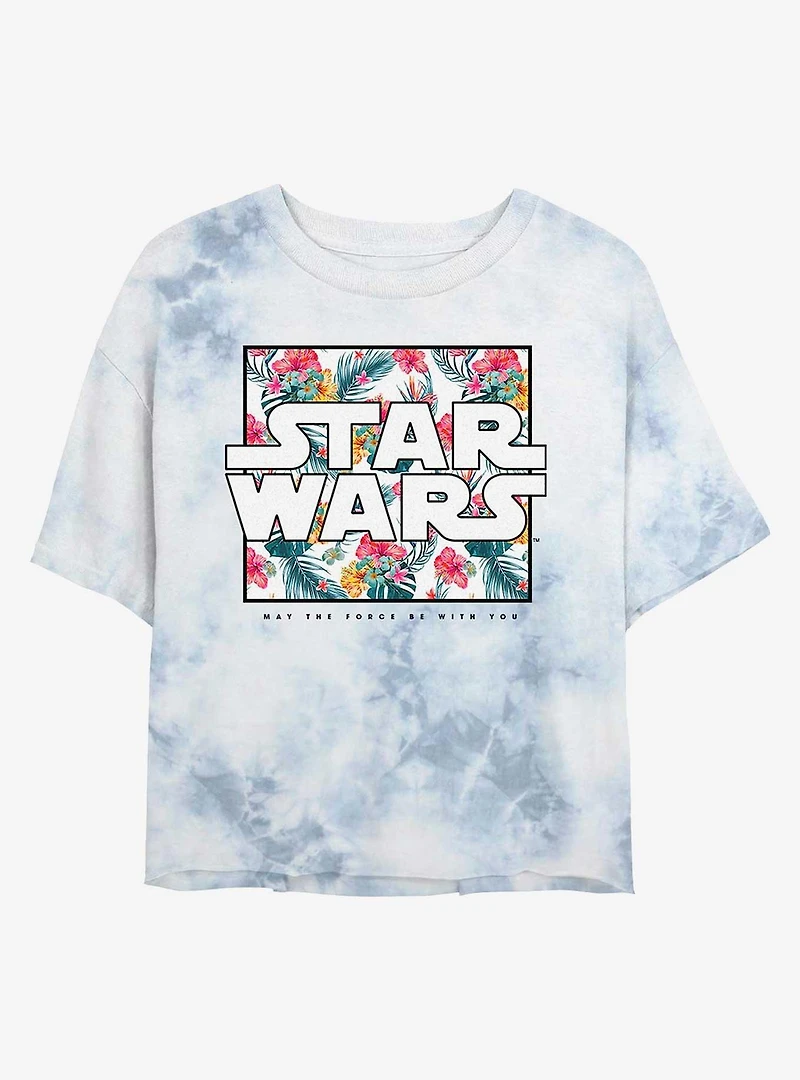 Star Wars Floral Logo Tie-Dye Girls Crop T-Shirt
