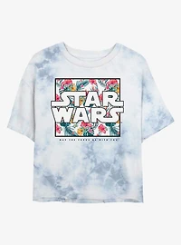 Star Wars Floral Logo Tie-Dye Girls Crop T-Shirt