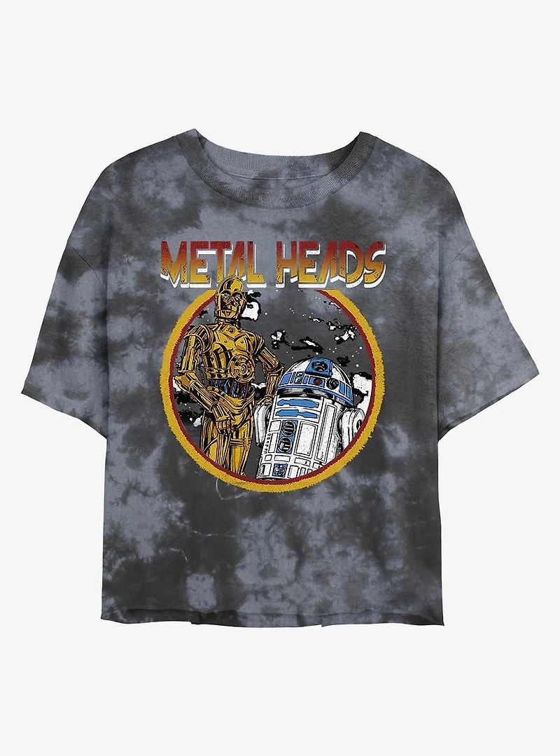 Star Wars Metal Droids C-3PO and R2-D2 Tie-Dye Girls Crop T-Shirt