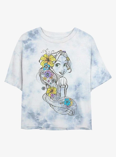 Disney Tangled Rapunzel Sketch Tie-Dye Girls Crop T-Shirt