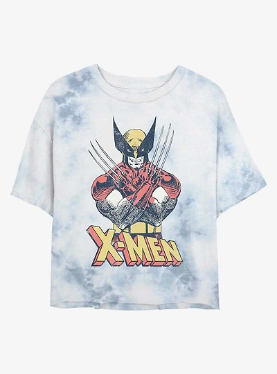 Marvel X-Men Vintage Wolverine Tie-Dye Girls Crop T-Shirt