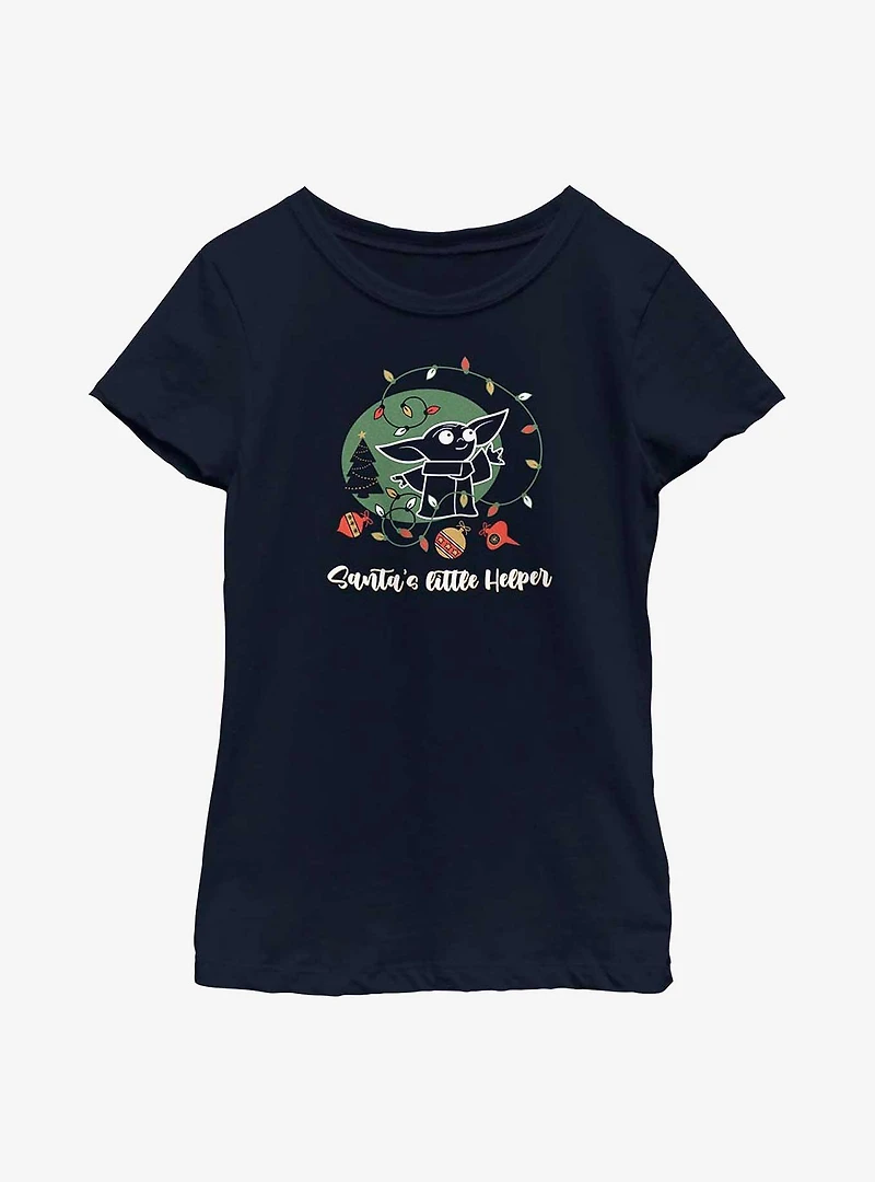 Star Wars The Mandalorian Santa's Helper Youth Girls T-Shirt