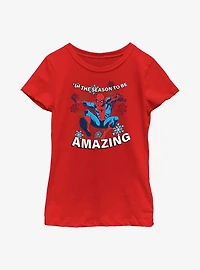 Marvel Holiday Spider-Man Youth Girls T-Shirt