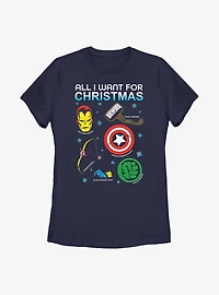 Marvel Avengers Christmas List Womens T-Shirt
