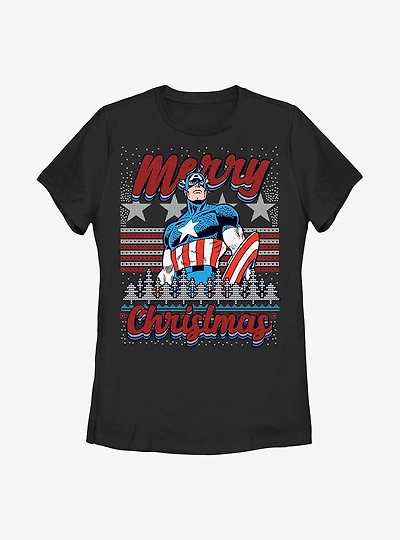 Marvel Captain America Christmas Womens T-Shirt