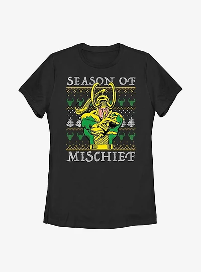 Marvel Loki Mischief Season Ugly Christmas Womens T-Shirt