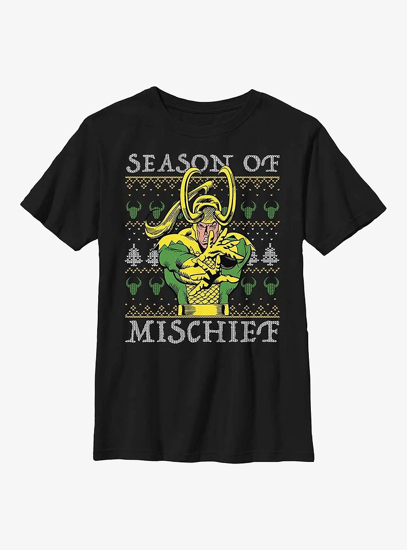 Marvel Loki Mischief Season Ugly Christmas Youth T-Shirt