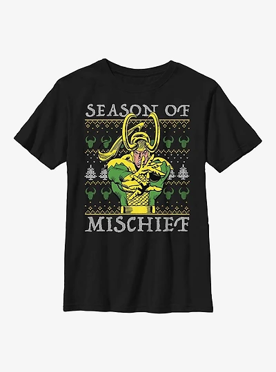 Marvel Loki Mischief Season Ugly Christmas Youth T-Shirt