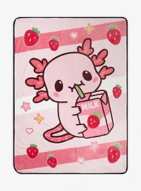 Strawberry Milk Axolotl Plush Throw