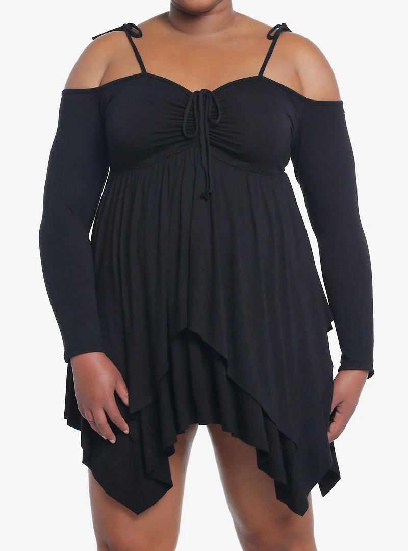 Thorn & Fable Hanky Hem Girls Cold Shoulder Dress Plus Size
