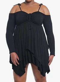 Thorn & Fable Hanky Hem Girls Cold Shoulder Dress Plus Size