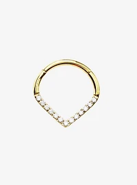 16G Steel Gold CZ Pointed Hinged Clicker