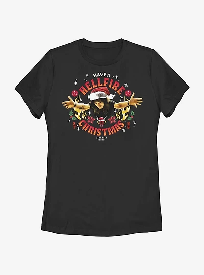 Stranger Things Hellfire Christmas Santa Eddie Womens T-Shirt