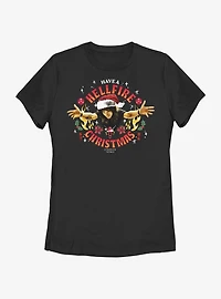 Stranger Things Hellfire Christmas Santa Eddie Womens T-Shirt