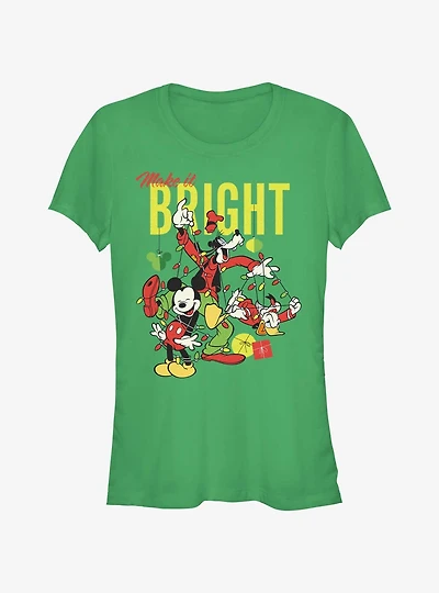 Disney Mickey Mouse Bright Christmas Mickey, Goofy, and Donald Girls T-Shirt