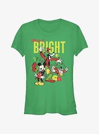 Disney Mickey Mouse Bright Christmas Mickey, Goofy, and Donald Girls T-Shirt