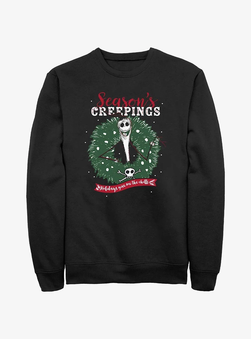 Disney The Nightmare Before Christmas Santa Jack Season's Creepings Wreath Sweatshirt