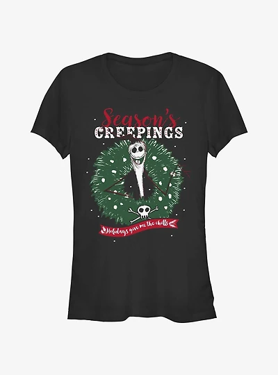 Disney The Nightmare Before Christmas Santa Jack Season's Creepings Wreath Girls T-Shirt