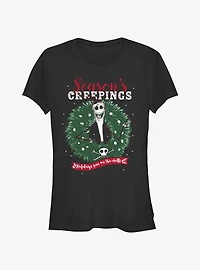 Disney The Nightmare Before Christmas Santa Jack Season's Creepings Wreath Girls T-Shirt