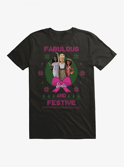 Barbie Fabulous And Festive Ugly Christmas Pattern T-Shirt