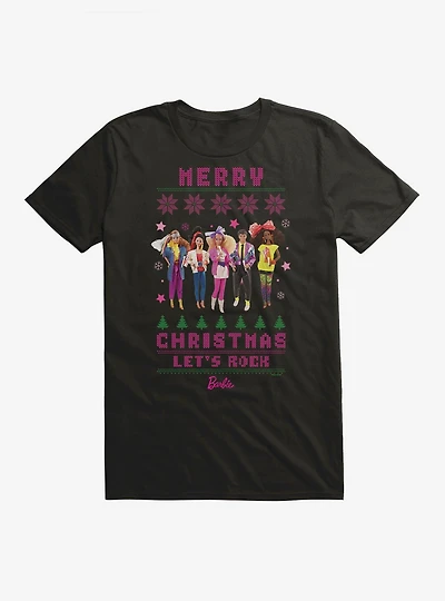 Barbie Merry Christmas Let's Rock Ugly Pattern T-Shirt