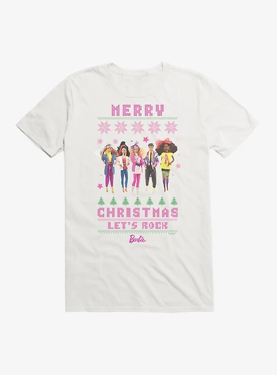 Barbie Merry Christmas Let's Rock Ugly Pattern T-Shirt