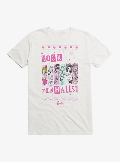 Barbie Rock The Halls Ugly Christmas Pattern T-Shirt