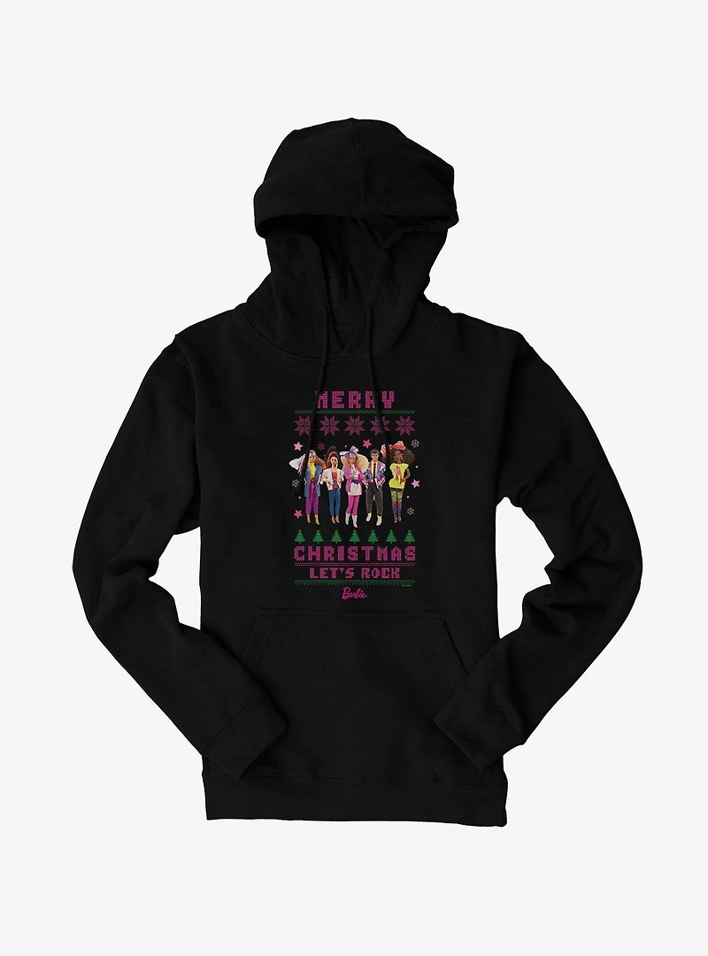 Barbie Merry Christmas Let's Rock Ugly Pattern Hoodie