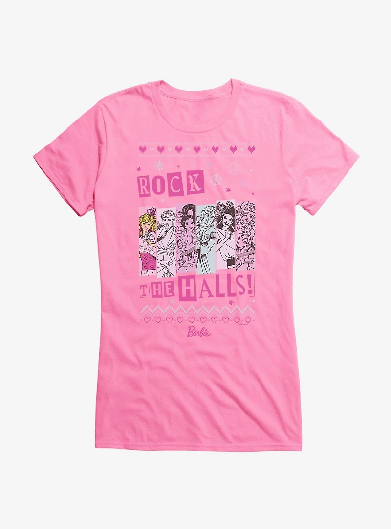 Barbie Rock The Halls Ugly Christmas Pattern Girls T-Shirt