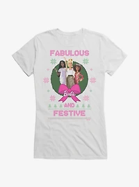 Barbie Fabulous And Festive Ugly Christmas Pattern Girls T-Shirt