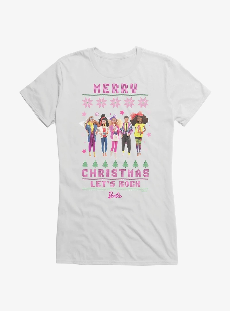 Barbie Merry Christmas Let's Rock Ugly Pattern Girls T-Shirt